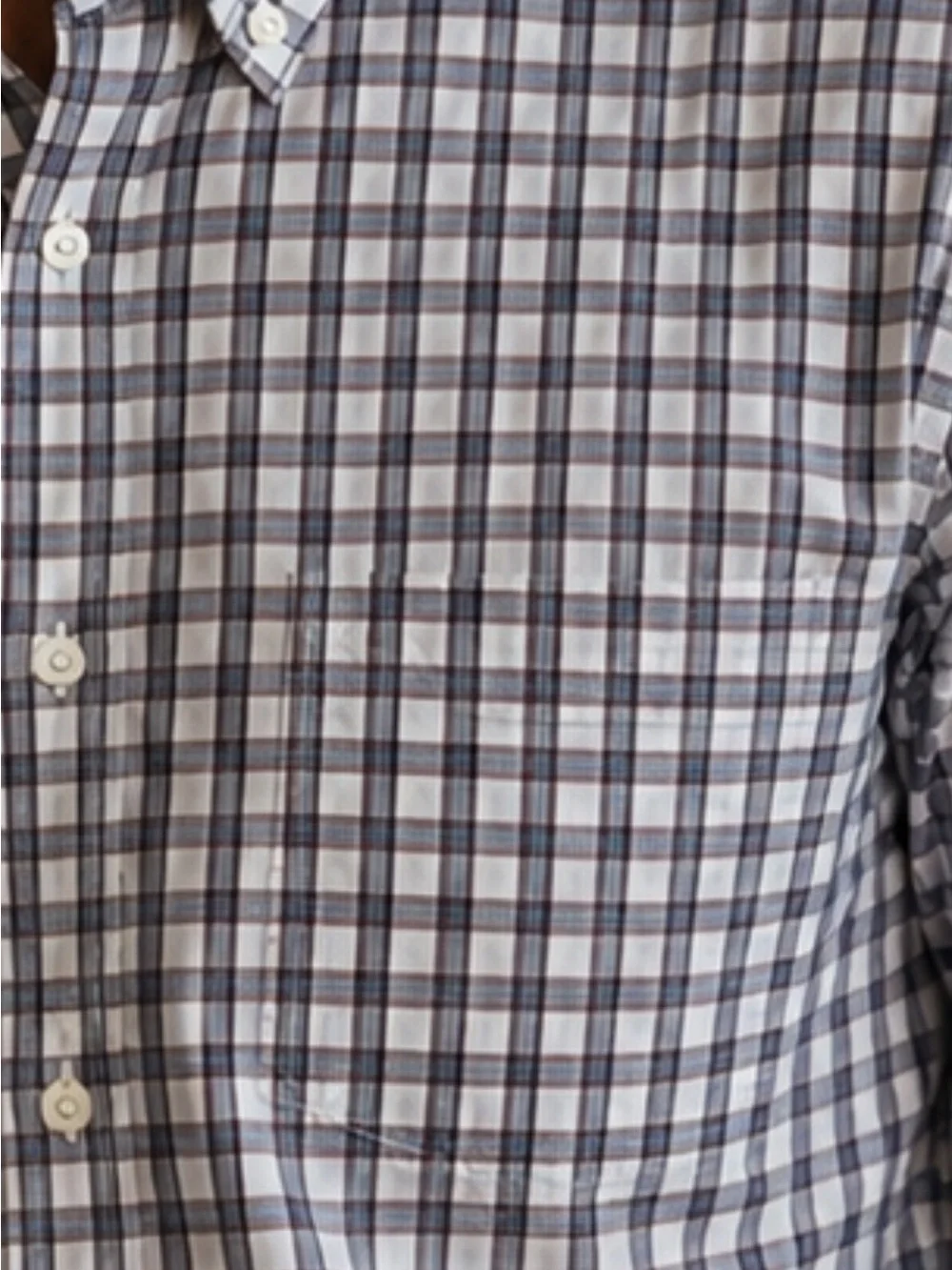 Banana Republic Men’s Slim Fit Black and Red Plaid Front Pocket Button-Up Shirt